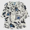 Gemusterte Kurzarm-Bluse mit Binde-Detail