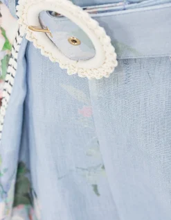 Gemusterte Leinen Shorts Everley mit Spitzen-Detail