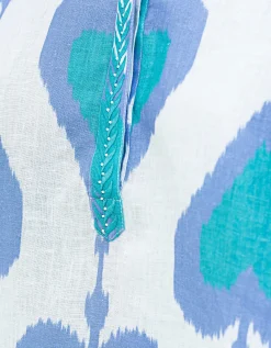 Gemusterte Leinen-Bluse Broom mit Perlenverzierung