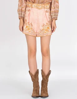 Gemusterte Leinen-Shorts Acacia