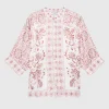 Gemusterte Oversize-Bluse mit Seidenanteil