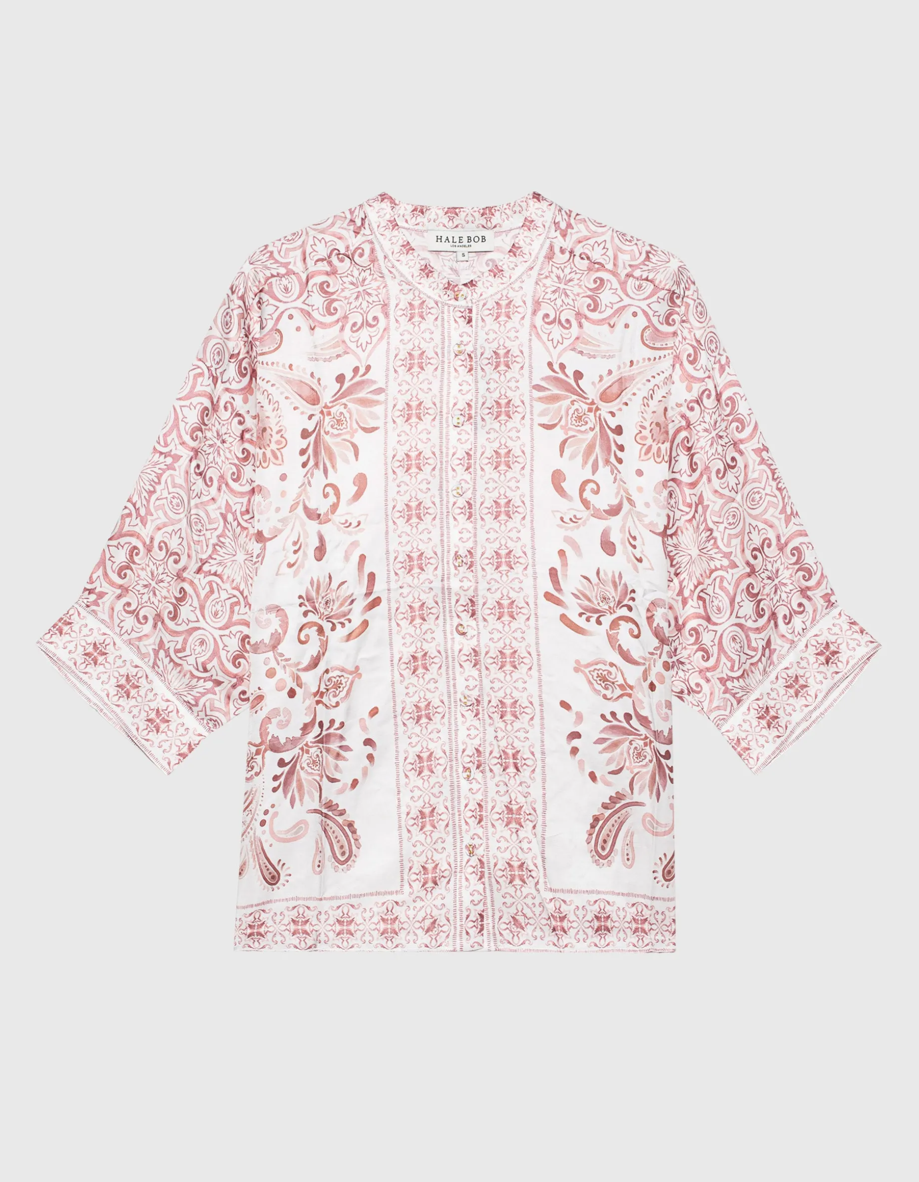 Gemusterte Oversize-Bluse mit Seidenanteil