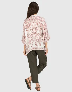 Gemusterte Oversize-Bluse mit Seidenanteil