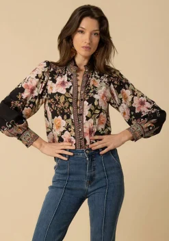 Gemusterte Seidenbluse