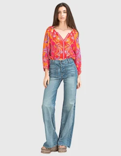 Gemusterte Seidenbluse