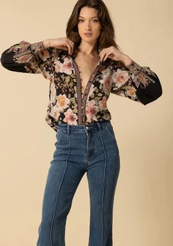 Gemusterte Seidenbluse