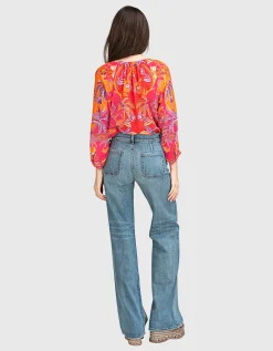 Gemusterte Seidenbluse