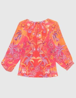 Gemusterte Seidenbluse