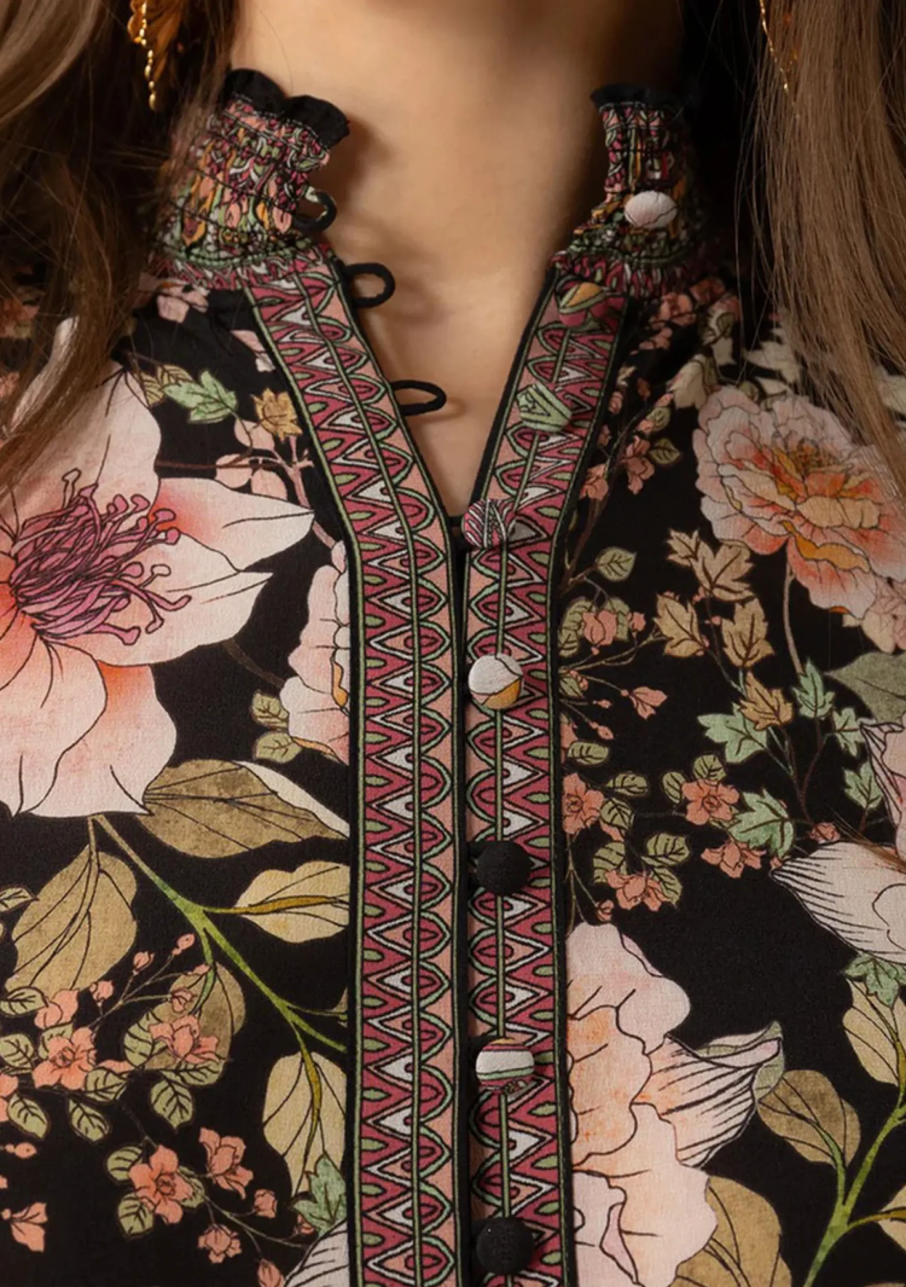 Gemusterte Seidenbluse