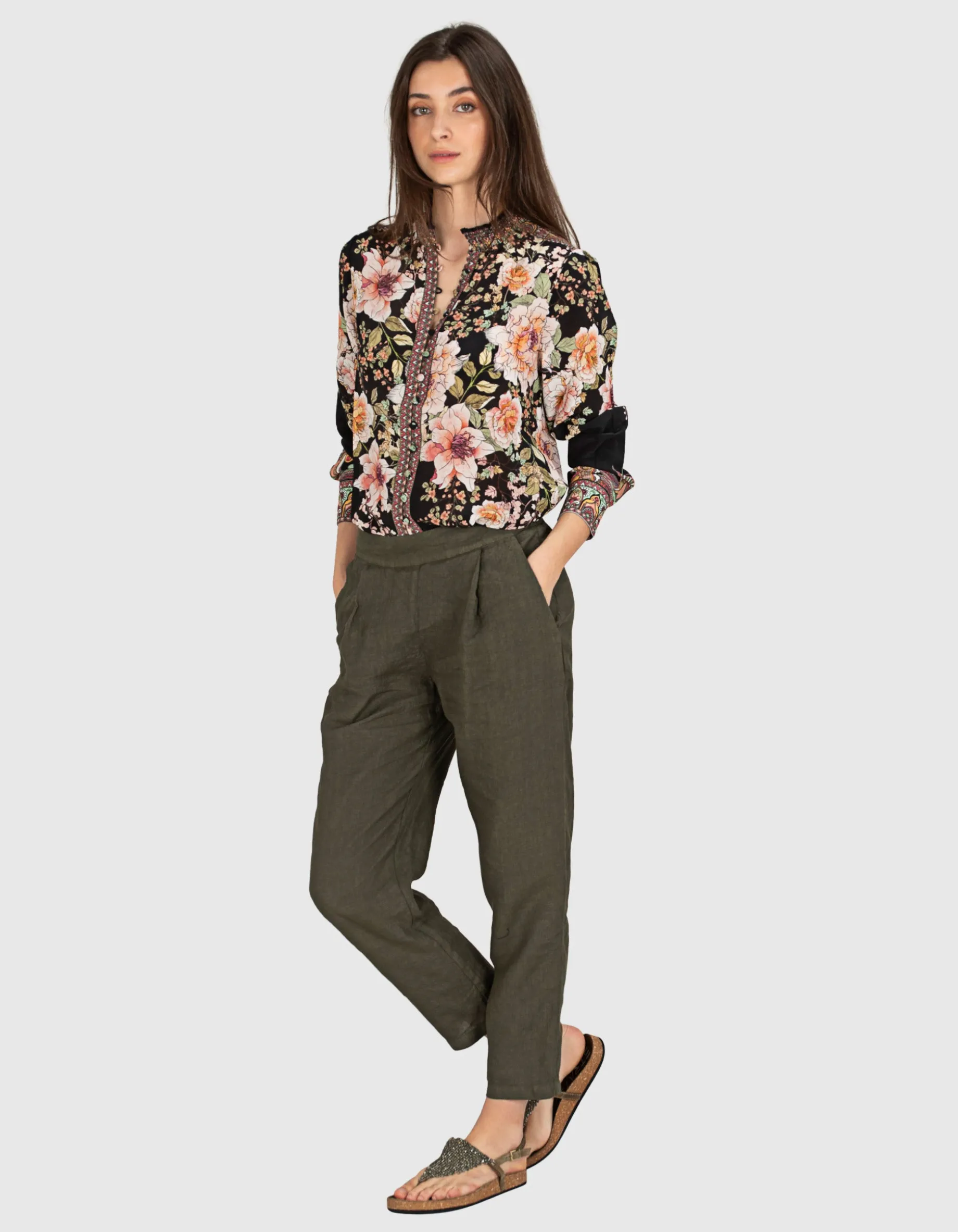 Gemusterte Seidenbluse