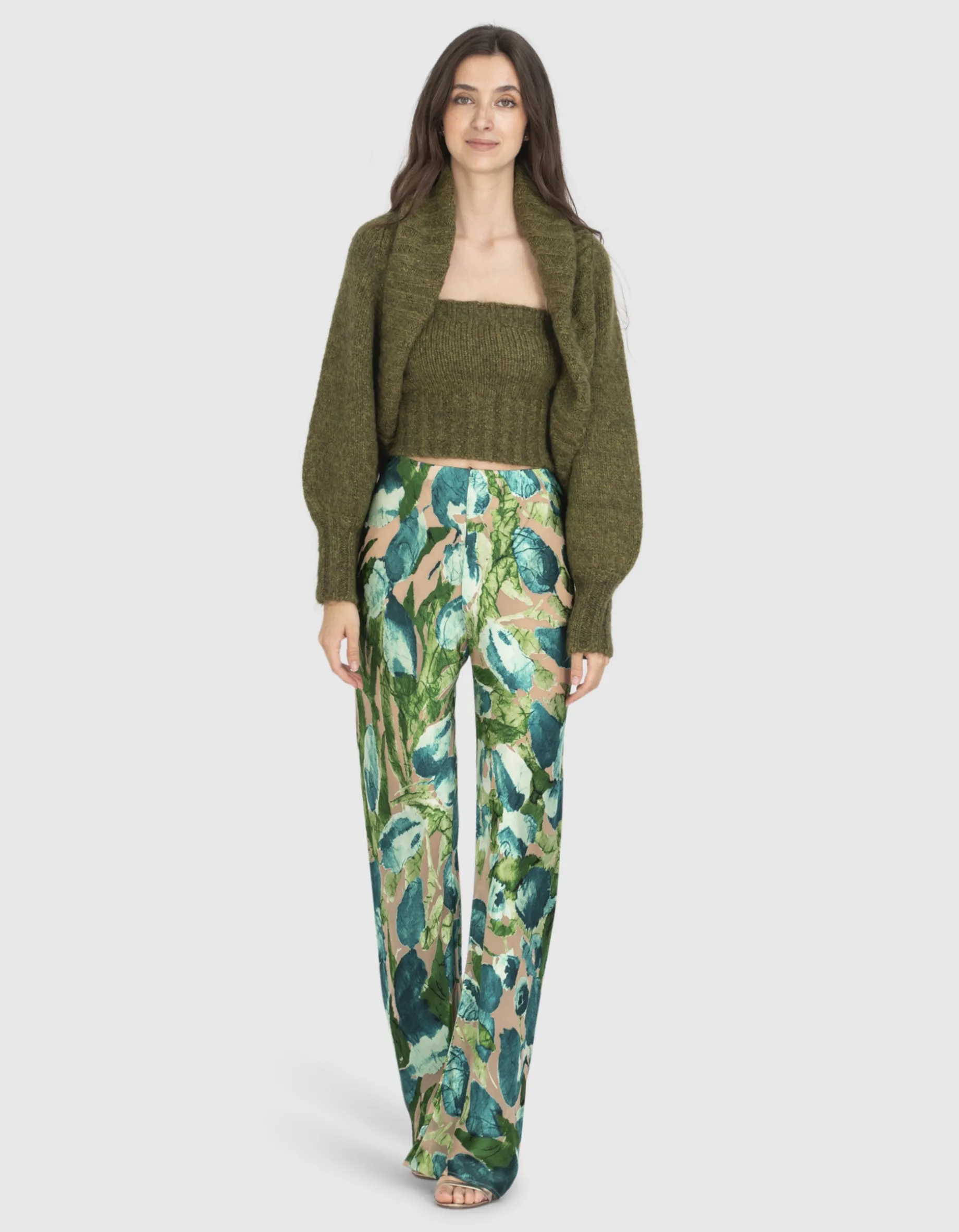 Gemusterte Seiden-Mix Hose