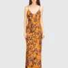 Gemustertes Maxi Seiden Kleid