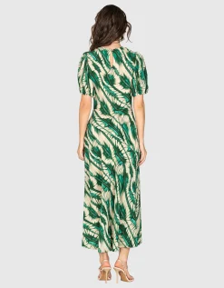 Gemustertes Midi Seiden Kleid