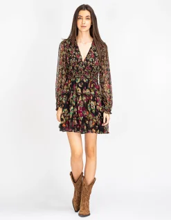 Gemustertes Mini-Seiden-Kleid