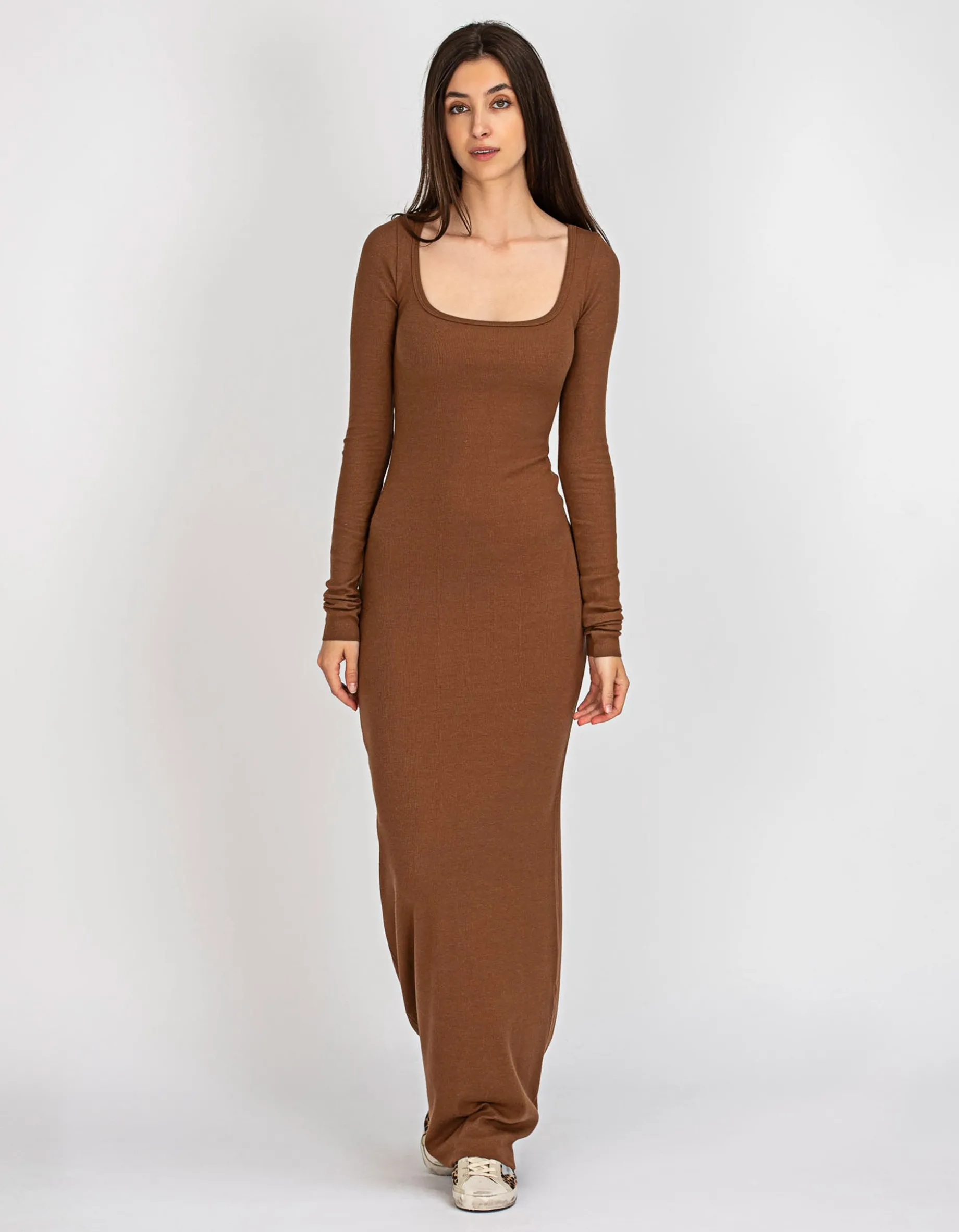 Geripptes Maxi Kleid