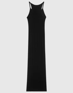 Geripptes Maxi-Trägerkleid