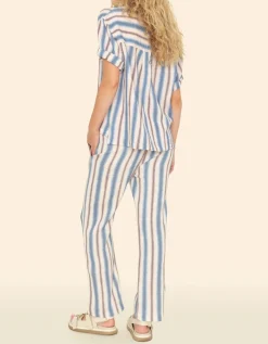 Gestreifte Musselin-Hose Blanche