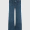 High-Rise Wide-Leg Jeans mit aufgesetzten Taschen
