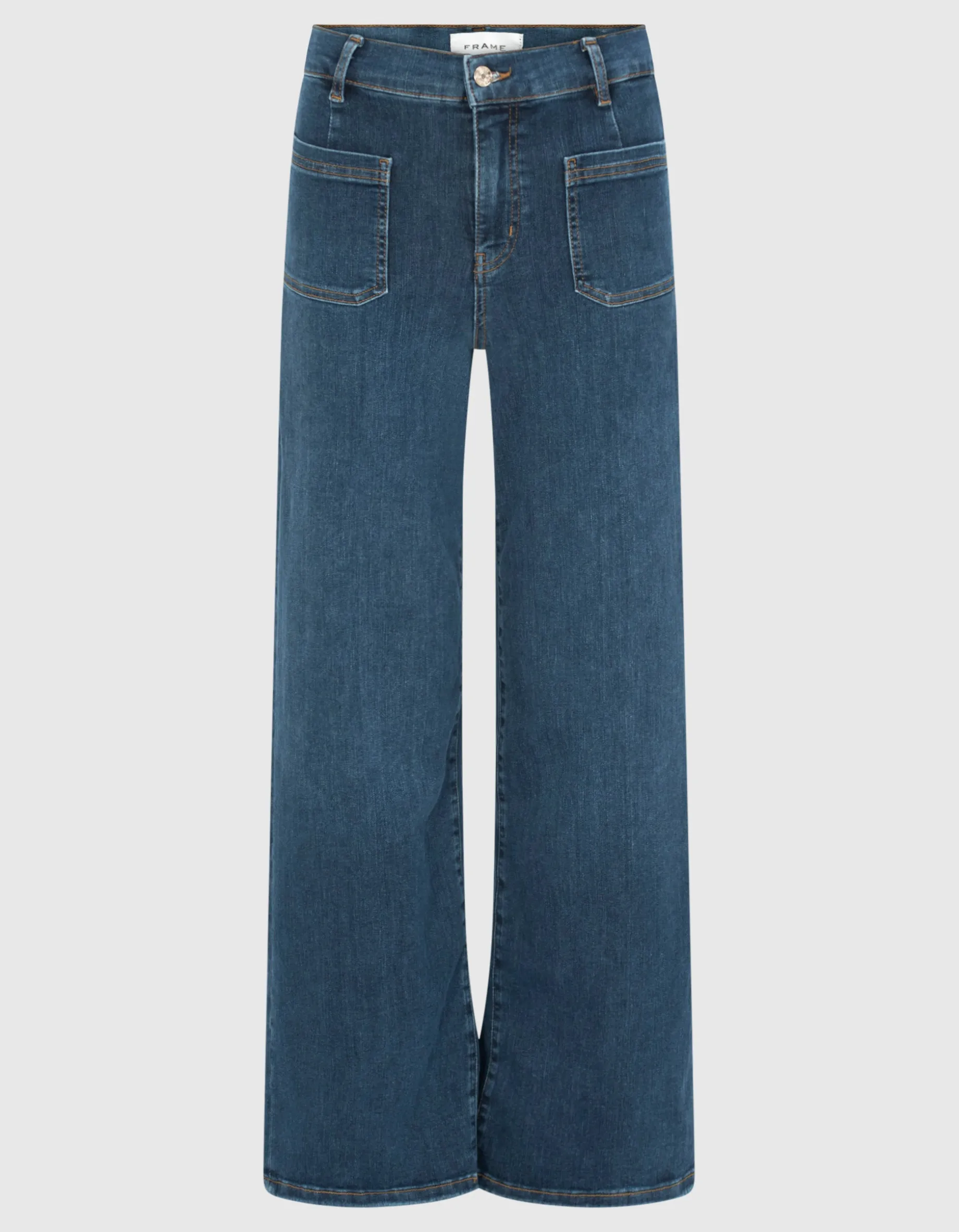 High-Rise Wide-Leg Jeans mit aufgesetzten Taschen