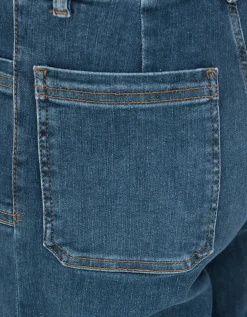 High-Rise Wide-Leg Jeans mit aufgesetzten Taschen