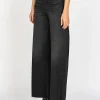 High-Waist Wide-Leg Jeans mit offenem Saum