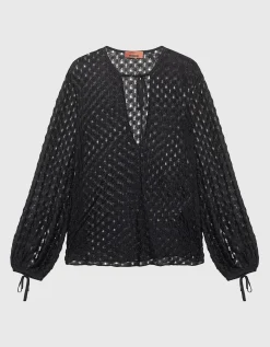 Häkelspitzen-Bluse mit Bindedetails