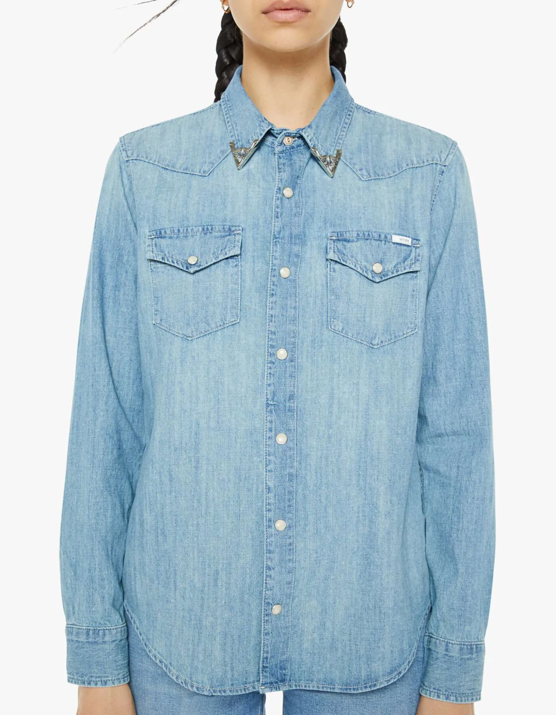Jeans Hemd mit Kragen-Broschen