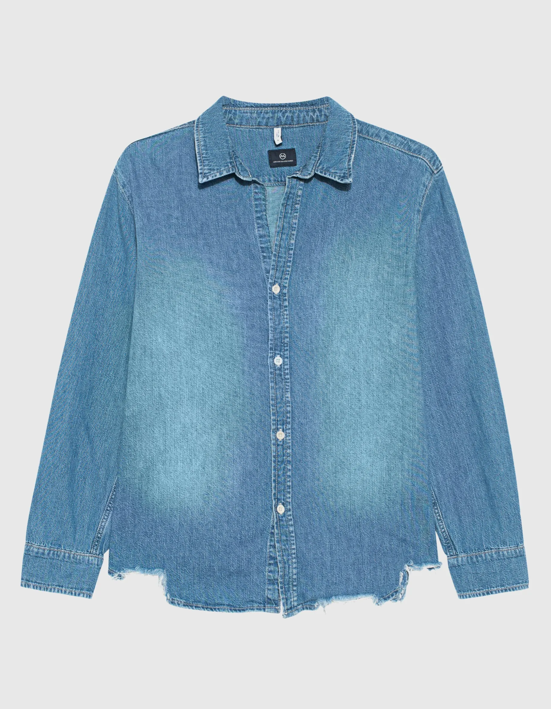 Jeanshemd mit offenem Saum