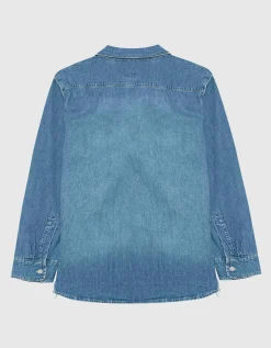 Jeanshemd mit offenem Saum