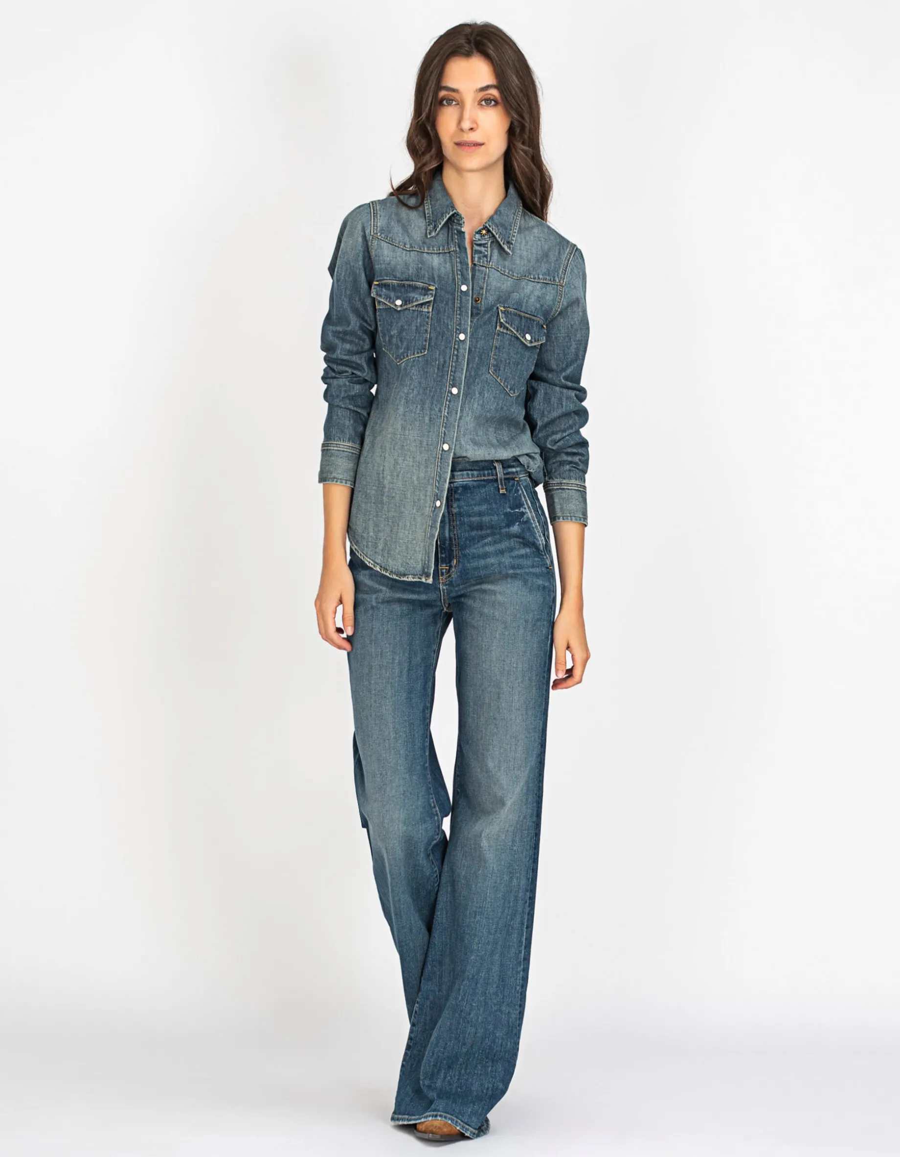 Jeanshemd Travis mit Druckknöpfen