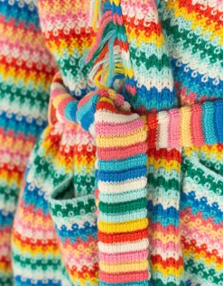 Kaschmir-Cardigan mit Fransen-Details und Bindegürtel