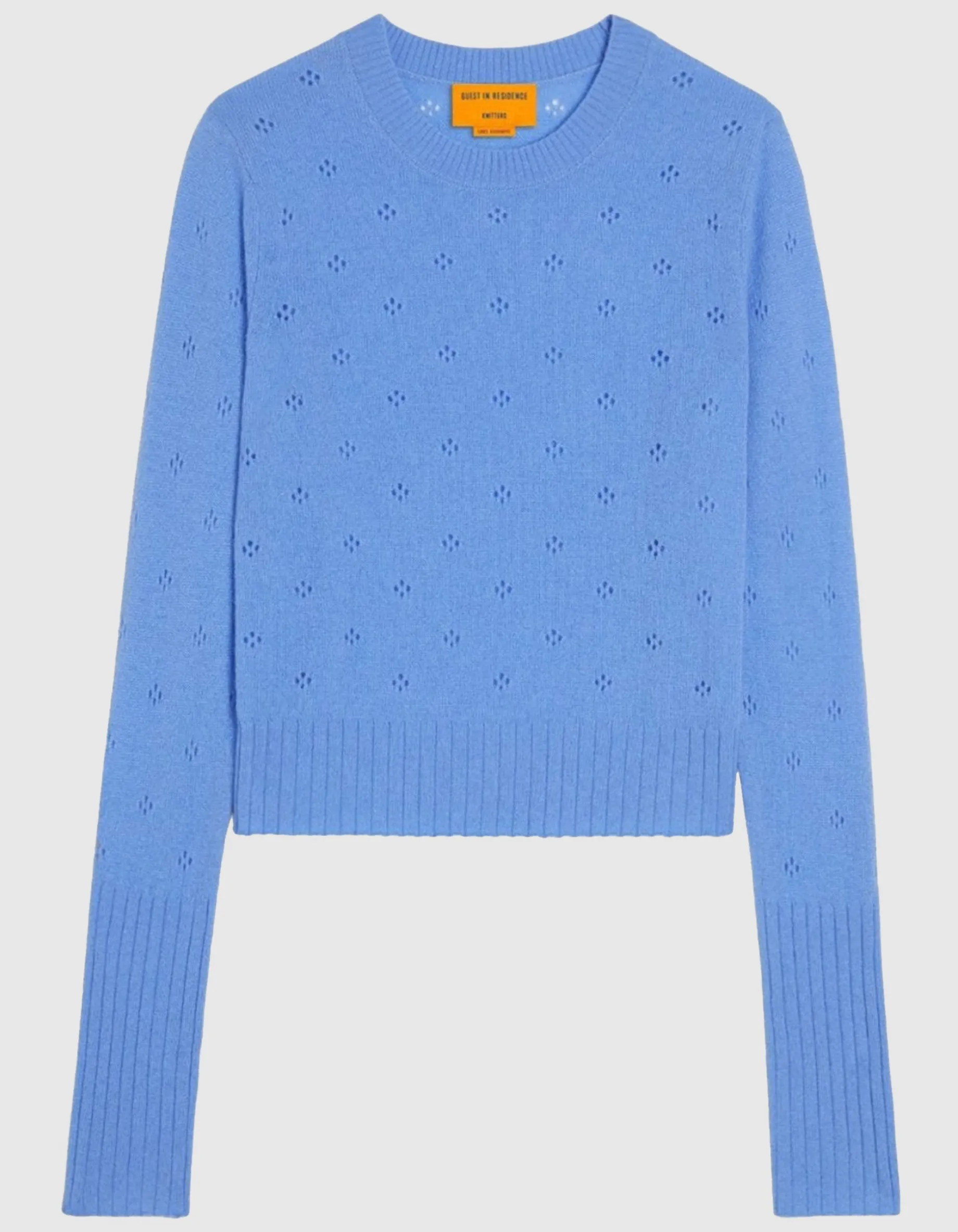 Kaschmir-Pullover Shrunken Pointelle mit Lochstrick-Details