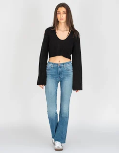 Kick-Flare Jeans mit offenem Saum