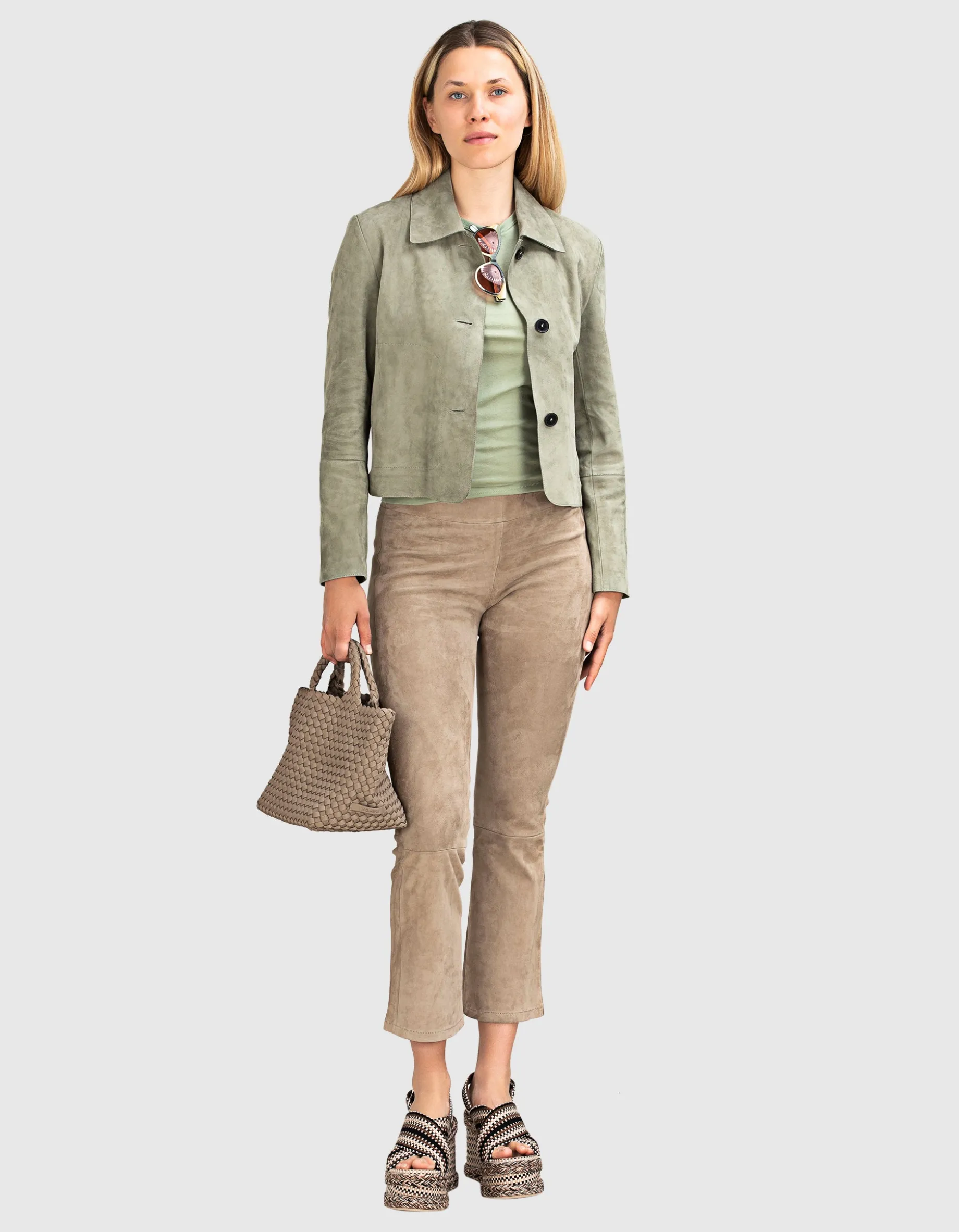 Kick-Flare Veloursleder-Hose Zaragozsa