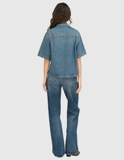 Kurzarm-Jeans-Hemd mit Brusttasche