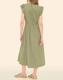 Kurzarm-Kleid April mit Bindegürtel