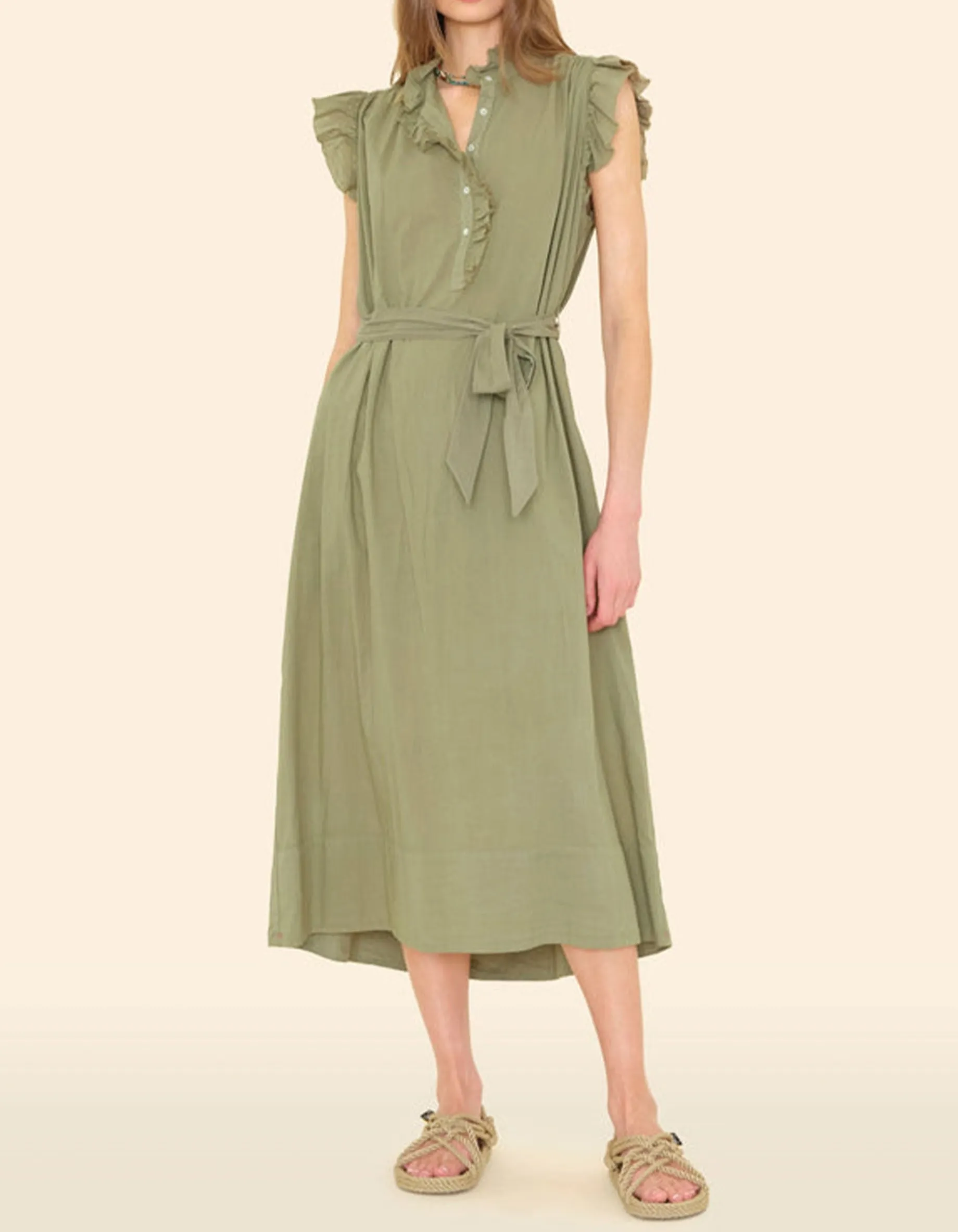 Kurzarm-Kleid April mit Bindegürtel