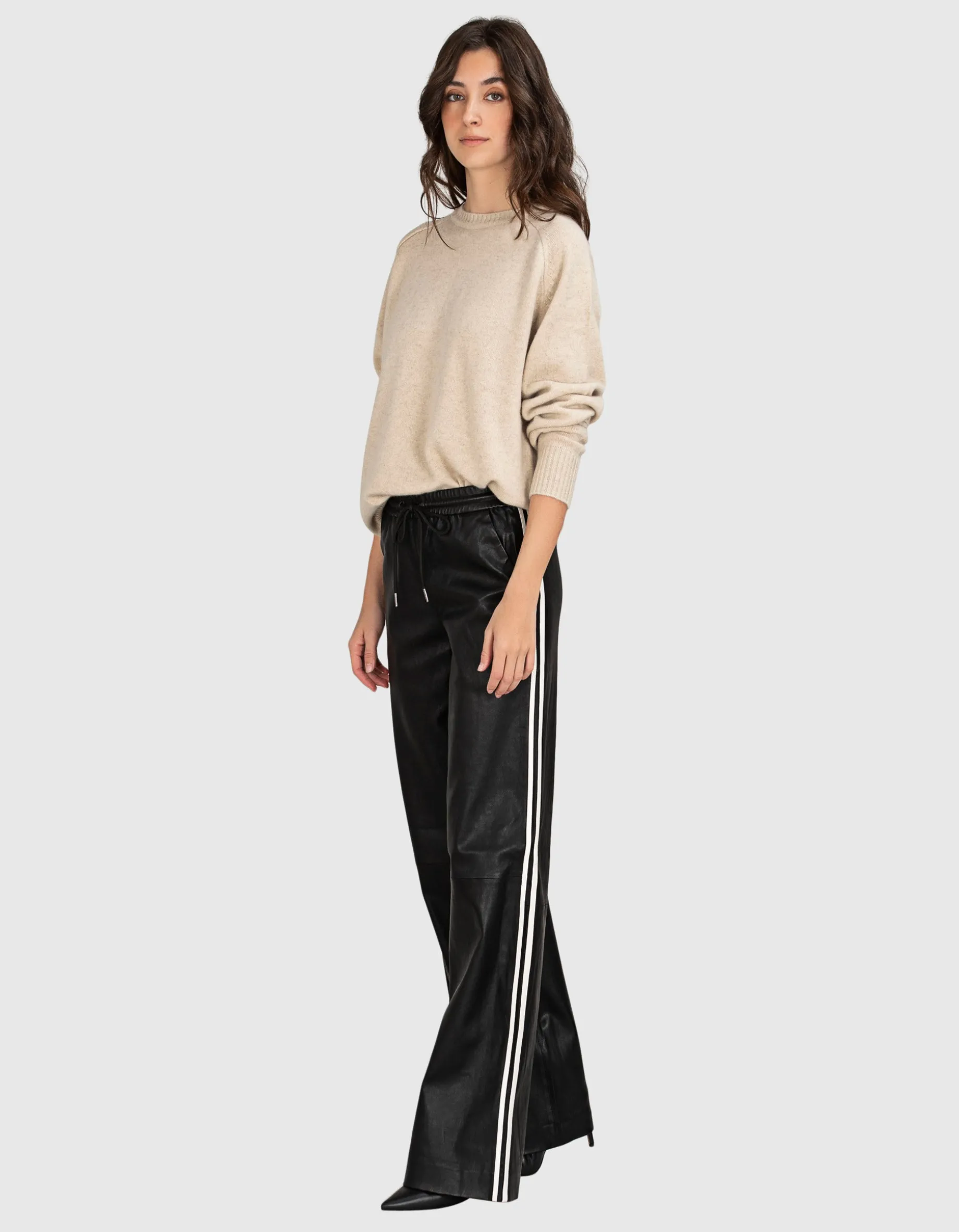Lammleder-Hose mit Streifen