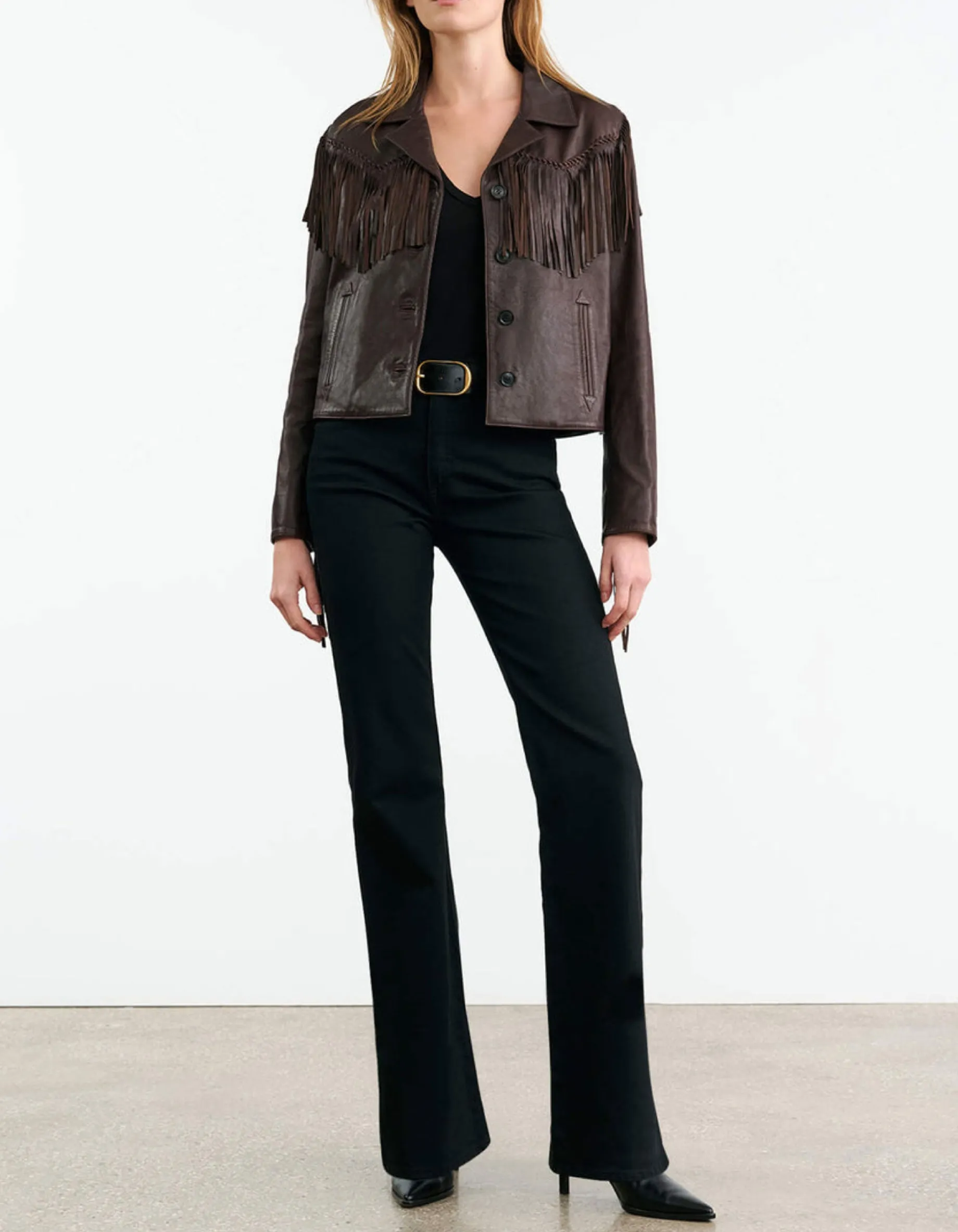 Lammleder-Jacke Eloi mit Fransen-Details