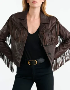 Lammleder-Jacke Eloi mit Fransen-Details