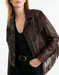 Lammleder-Jacke Eloi mit Fransen-Details