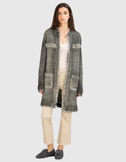 Langer Bouclé-Cardigan