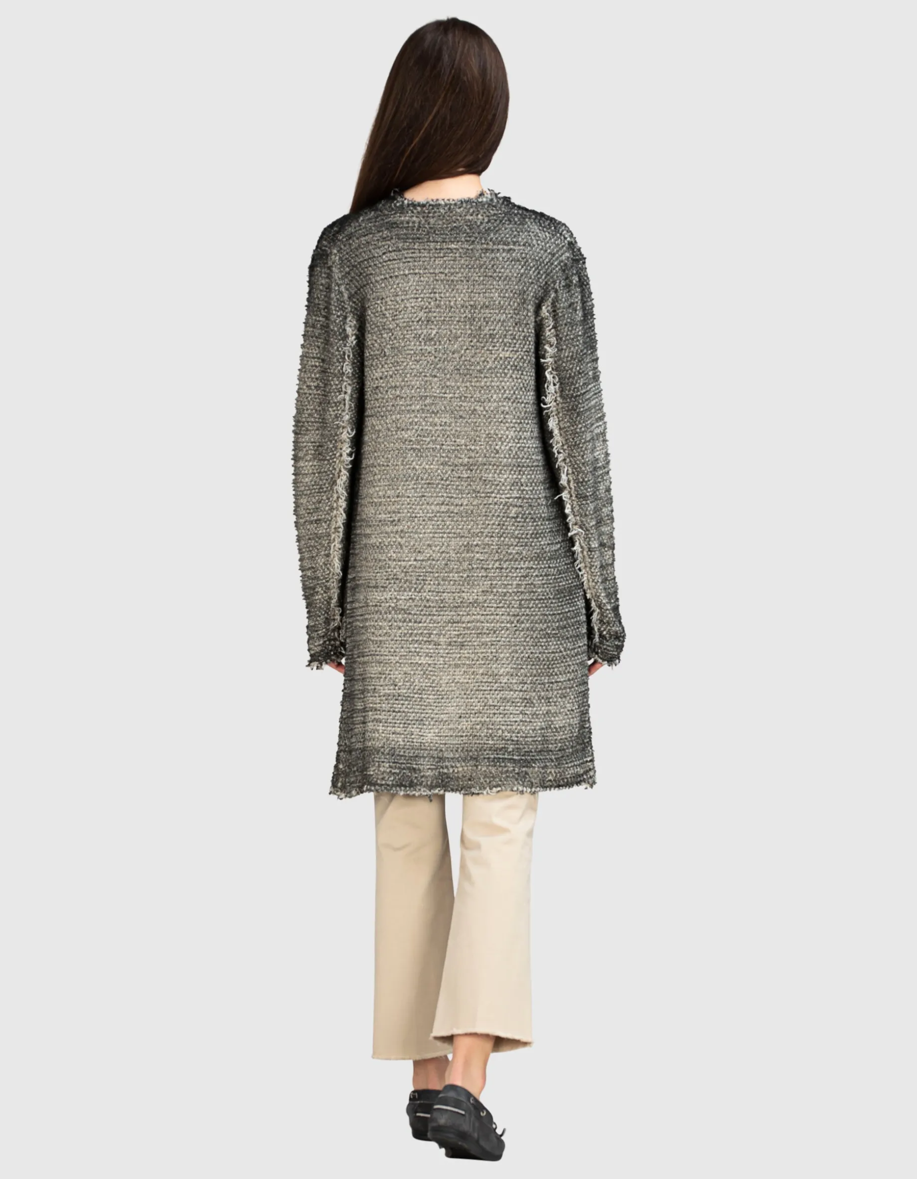 Langer Bouclé-Cardigan