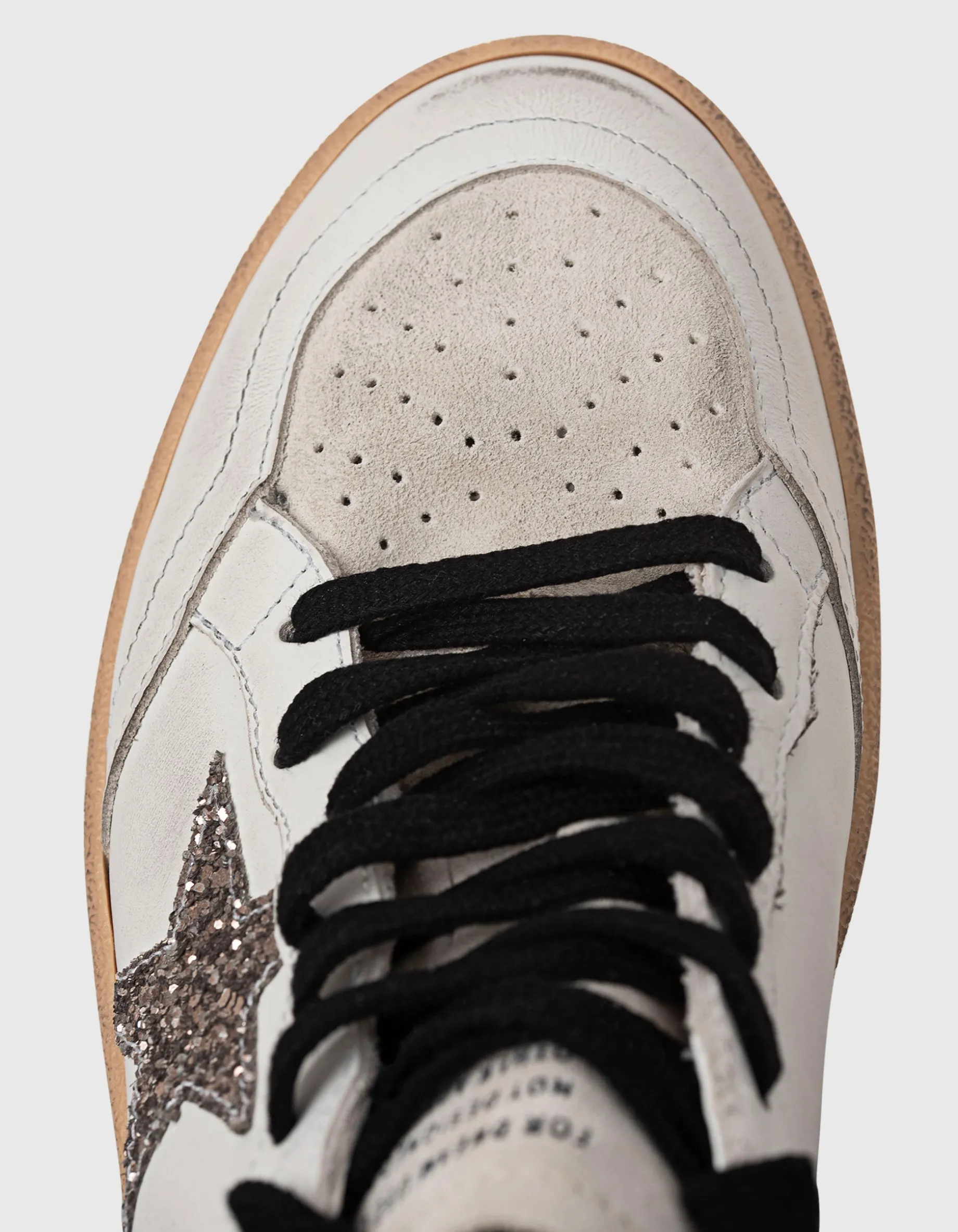 Leder Sneaker mit Glitter-Finish