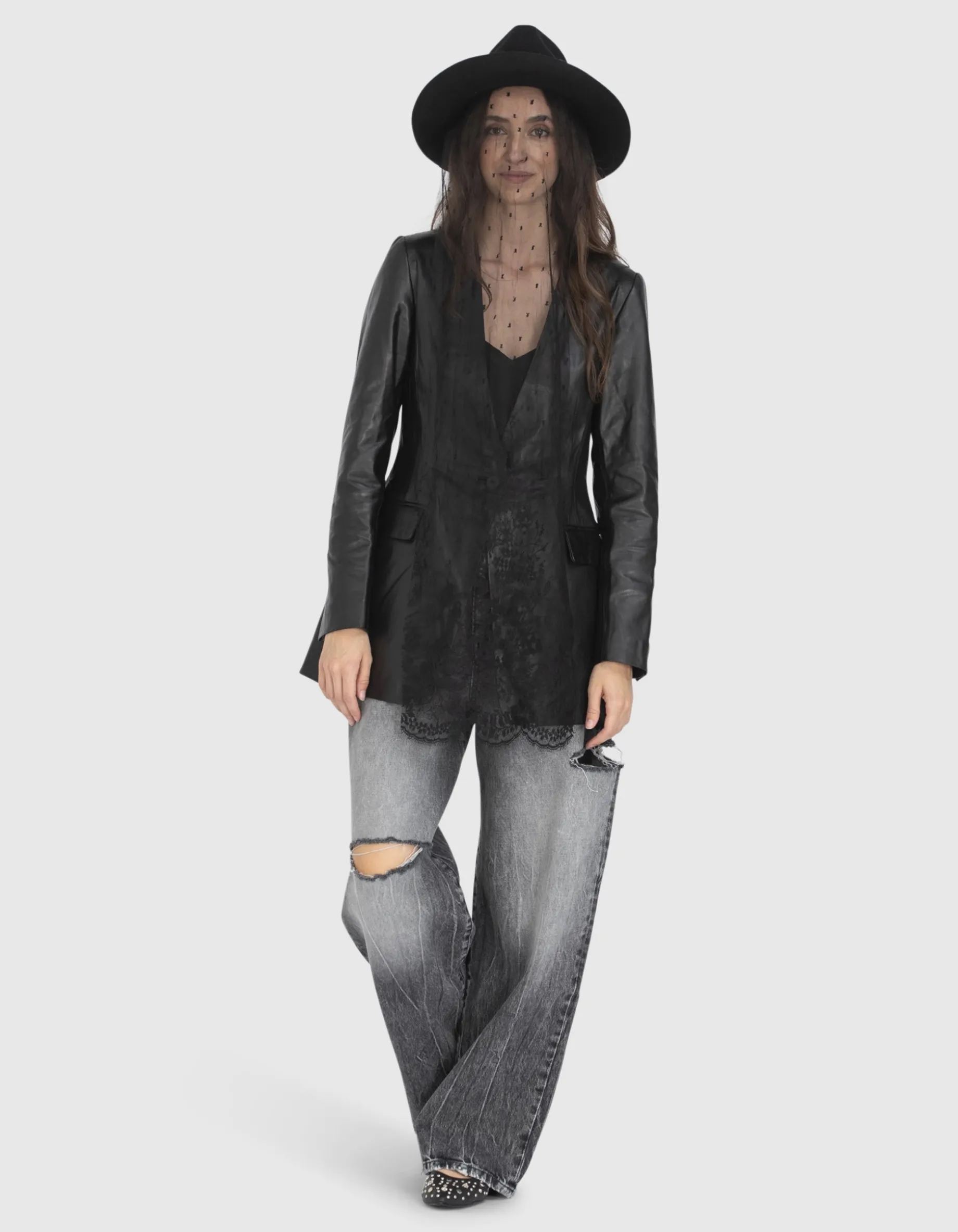 Leder-Blazer