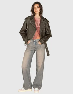 Leder-Jacke im Biker-Stil