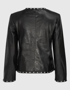Lederjacke mit Nieten und verzierten Knöpfen