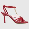 Leder-Riemchen-Sandalen mit Kettendetail