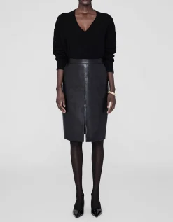 Leder-Rock Tyra mit Schlitz