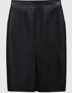 Leder-Rock Tyra mit Schlitz